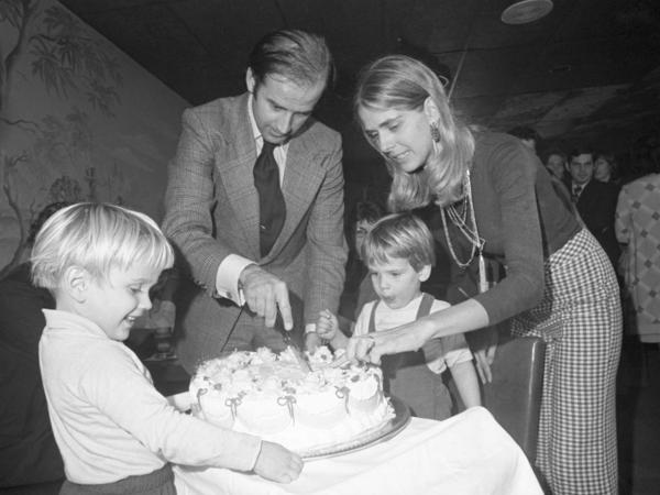 Then Sen.-elect Joe Biden and his first wife, Neilia, cut his 30th-birthday cake at a party in Wilmington, Del., in 1972 as their sons, Beau (left) and Hunter, look on. Neilia and their daughter, Naomi, died in a car crash that year. Beau and Hunter were seriously injured but survived.