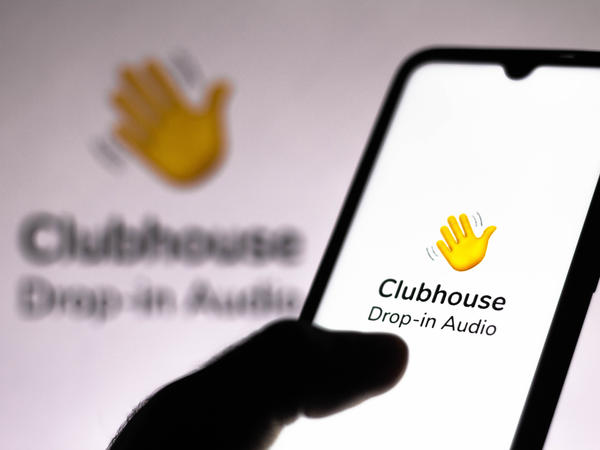 In this photo illustration, the Clubhouse logo is displayed on a smartphone screen. Most Iranians don't have iPhones but an unofficial, Android-friendly version is growing popular in the country.