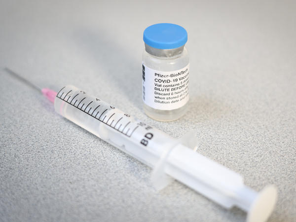 A Pfizer-BioNTech COVID-19 vaccine vial and syringe. An advisory panel to the Centers for Disease Control and Prevention has recommended that the Pfizer-BioNTech vaccine be administered to children ages 12 to 15.