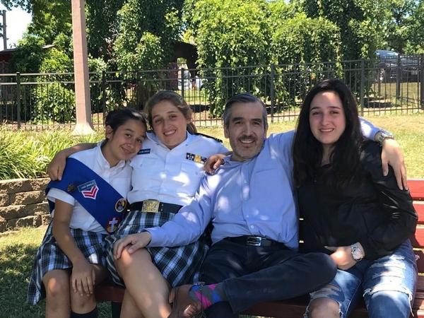 Lucio Arreola and his daughters Lucia (from left), Paulina and Maria.