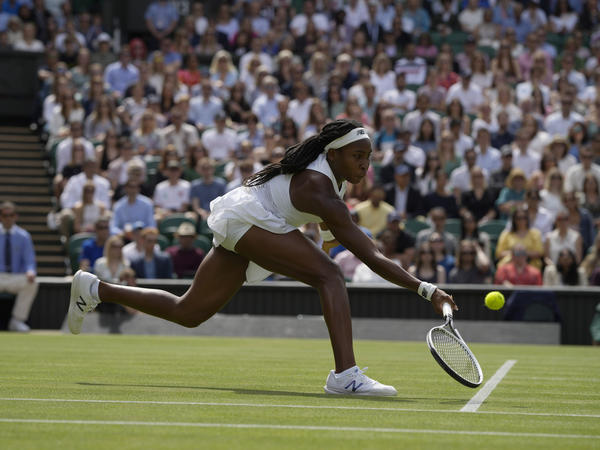 Coco Gauff, shown here at Wimbledon earlier this month, will not be compete at the Tokyo Olympics due to a positive coronavirus test.