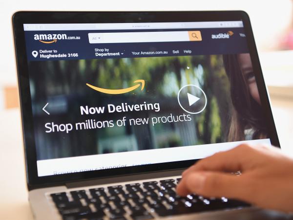 The Amazon website is seen in 2017 in Dandenong, Australia. Amazon was among dozens of sites hit by a massive internet outage on Thursday.