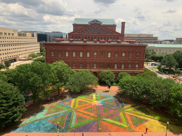 The art installation <em>E</em><em>quilateral Network</em> by Lisa Marie Thalhammer now graces the lawn of the National Building museum in Washington, D.C.