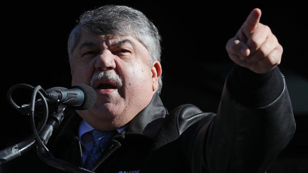 AFL-CIO leader Richard Trumka addresses a 2019 rally in Washington, D.C. He had been president of the federation since 2009.
