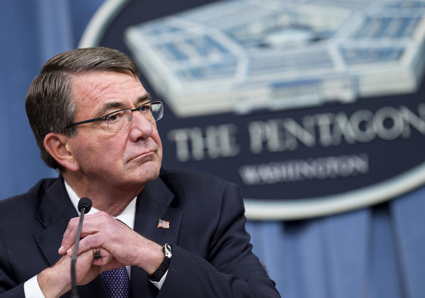 U.S. Secretary of Defense Ashton Carter, shown here at the Pentagon in March, has said the "new breed of warrior" — cyberwarriors — will be expected to fight just as hard as their colleagues on conventional battlefields.
