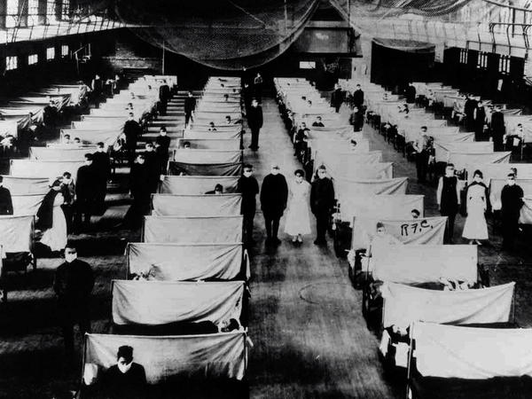 Sick patients were isolated in converted warehouses during the 1918-19 global influenza pandemic, which killed an estimated 50 million worldwide.