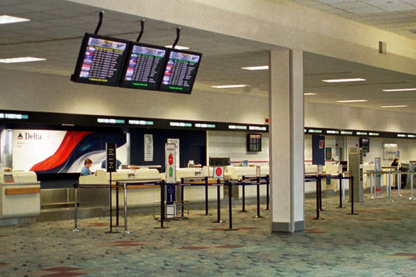 The ticketing and checking area at Dayton International Airport is completely abandoned Sept. 11, 2001 in Dayton, OH after all commercial air traffic was grounded by the aircraft hijackings and terrorist attacks. (Michael Williams/Getty Images)