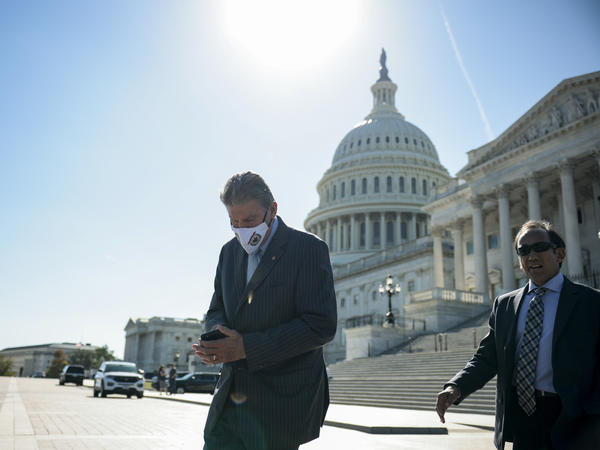 West Virginia Sen. Joe Manchin is seen leaving the U.S. Capitol after a Senate vote on Wednesday.