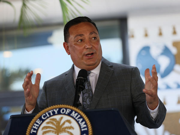Miami's new Police Chief Art Acevedo speaks to the media during his introduction at City Hall on March 15, 2021 in Miami, Florida. Acevedo left his job as police chief in Houston, Texas to take over Miami's police department.