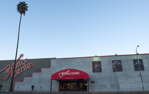 View of Guitar Center in Hollywood, Calif.