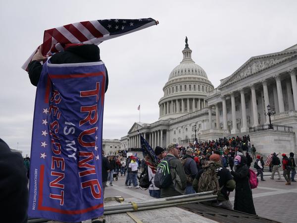 Supporters of President Trump protest outside the U.S. Capitol on Jan. 6, 2021.