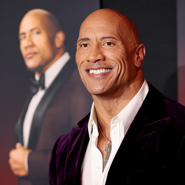 Dwayne Johnson attends the world premiere of Netflix's <em>Red Notice</em> on Wednesday in Los Angeles. Johnson says his production company will no longer use real guns on set.