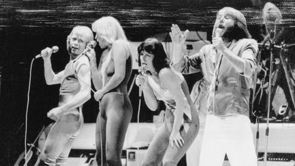 ABBA, on stage at Paramount Theater in Portland. The group's new album, <em>Voyage</em> is out Nov. 5.