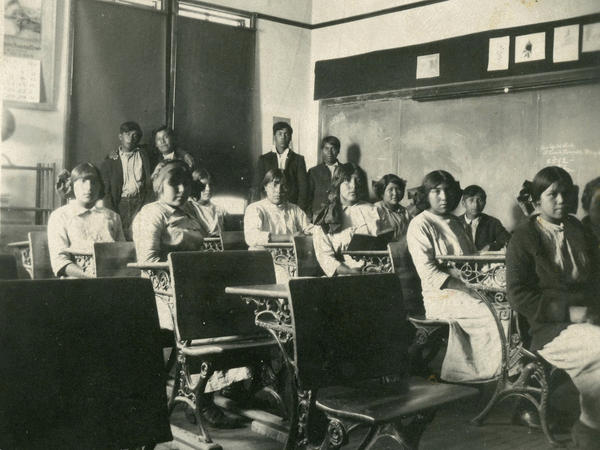 Stewart Indian School students are seen in a classroom in Carson, Nev., in an undated photo. The state of Nevada plans to fully cooperate with federal efforts to investigate the history of Native American boarding schools.
