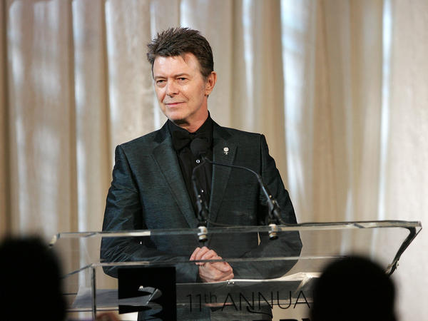 Musician David Bowie speaks onstage while accepting the Webby Lifetime Achievement award at the 11th Annual Webby Awards in 2007.