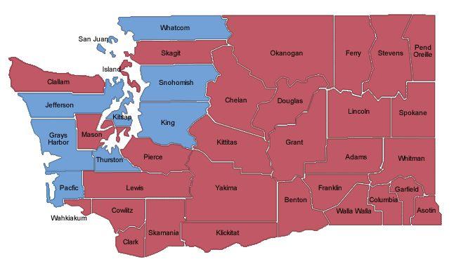 washington state political map Eastern Washington S Red Counties Overwhelmed By Blue Nw News washington state political map