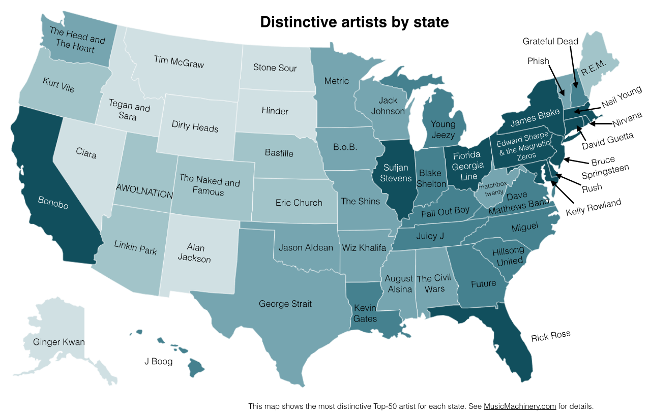 mapping differences in americas musical tastes, state by state