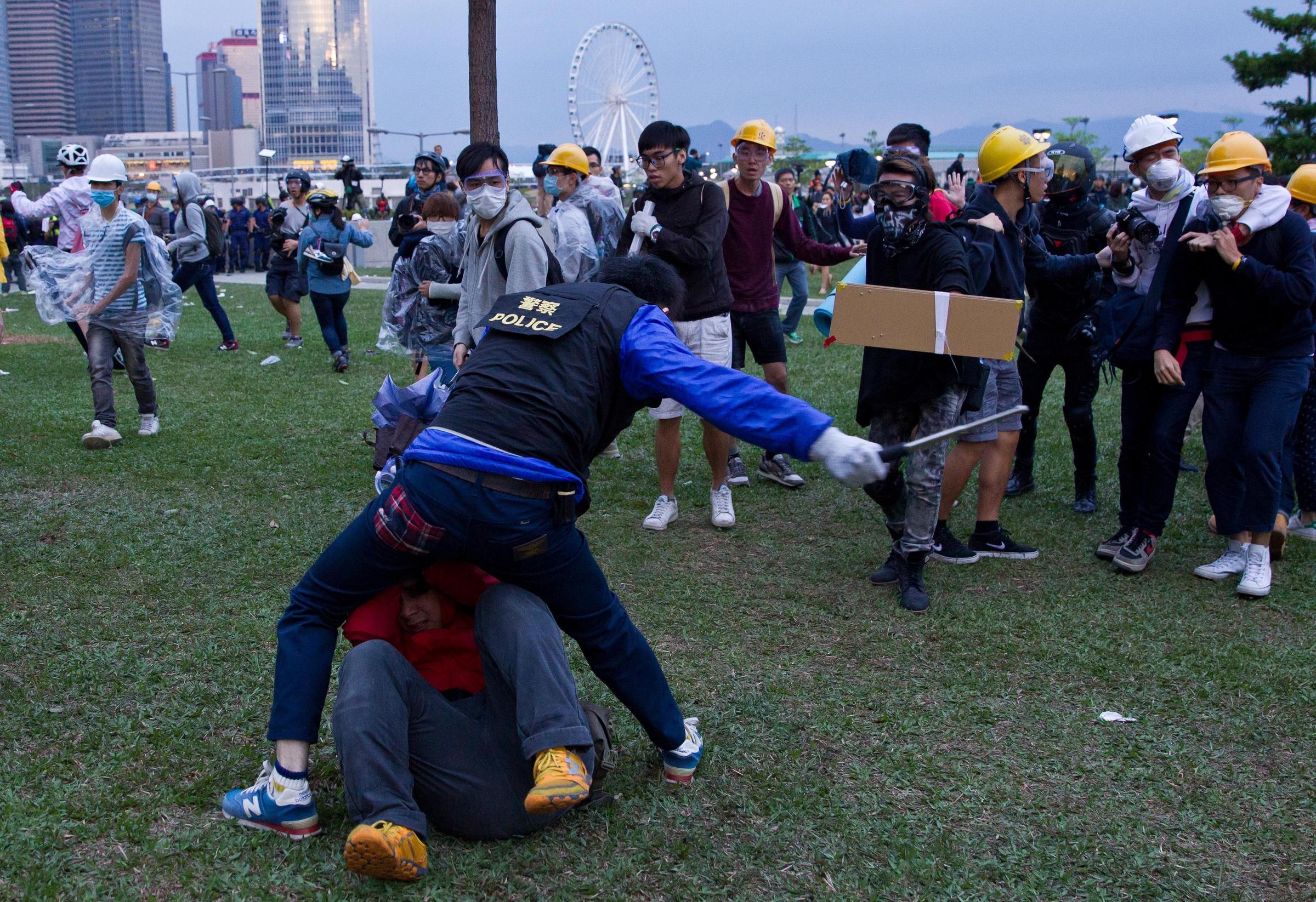 a policeman clashes with pro