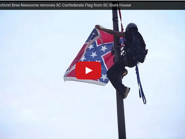 et an african-american activist scaled the 30-foot flag pole in