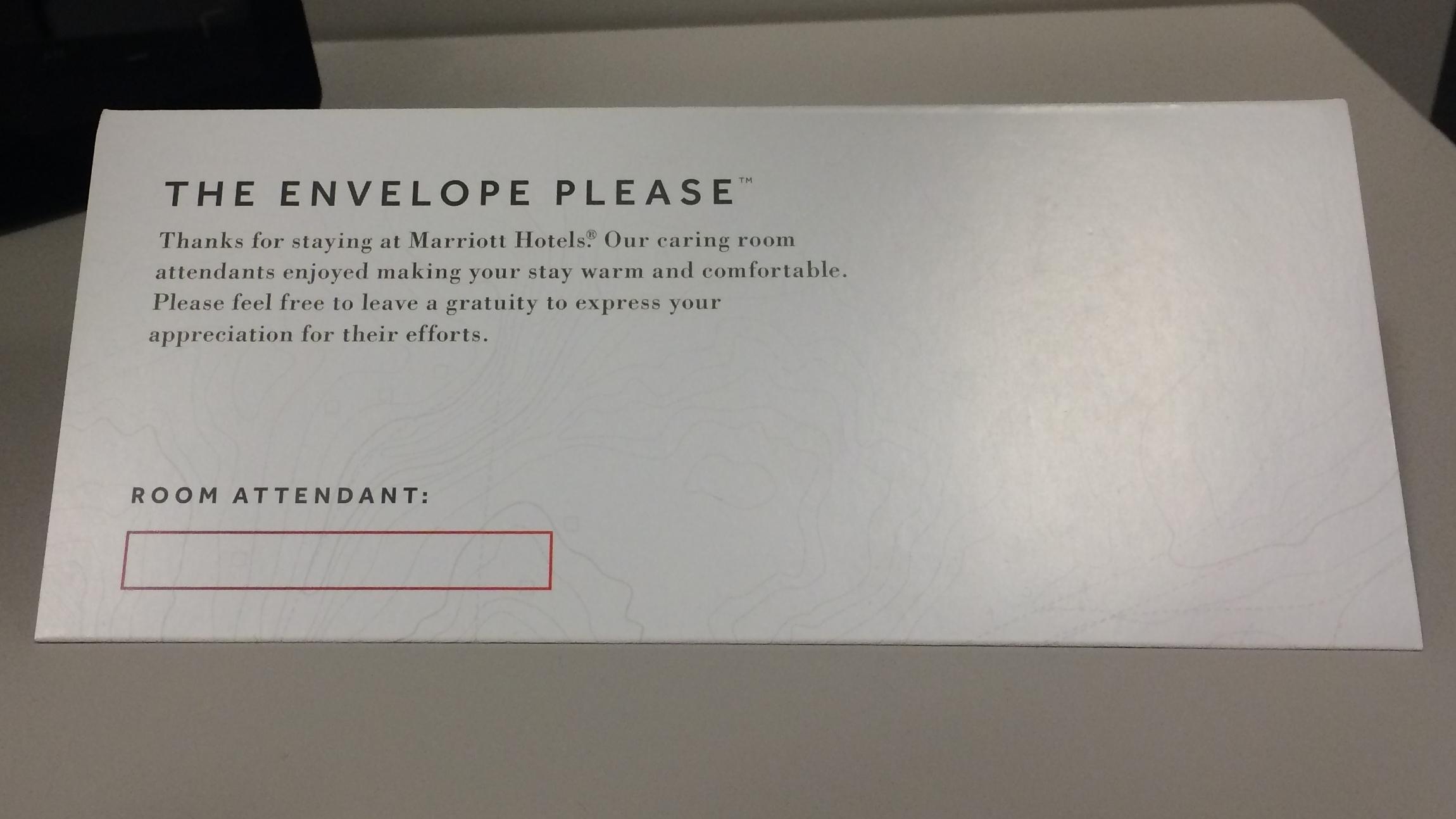 Marriott S New Envelope For Room Tips Stirs Debate Wjsu