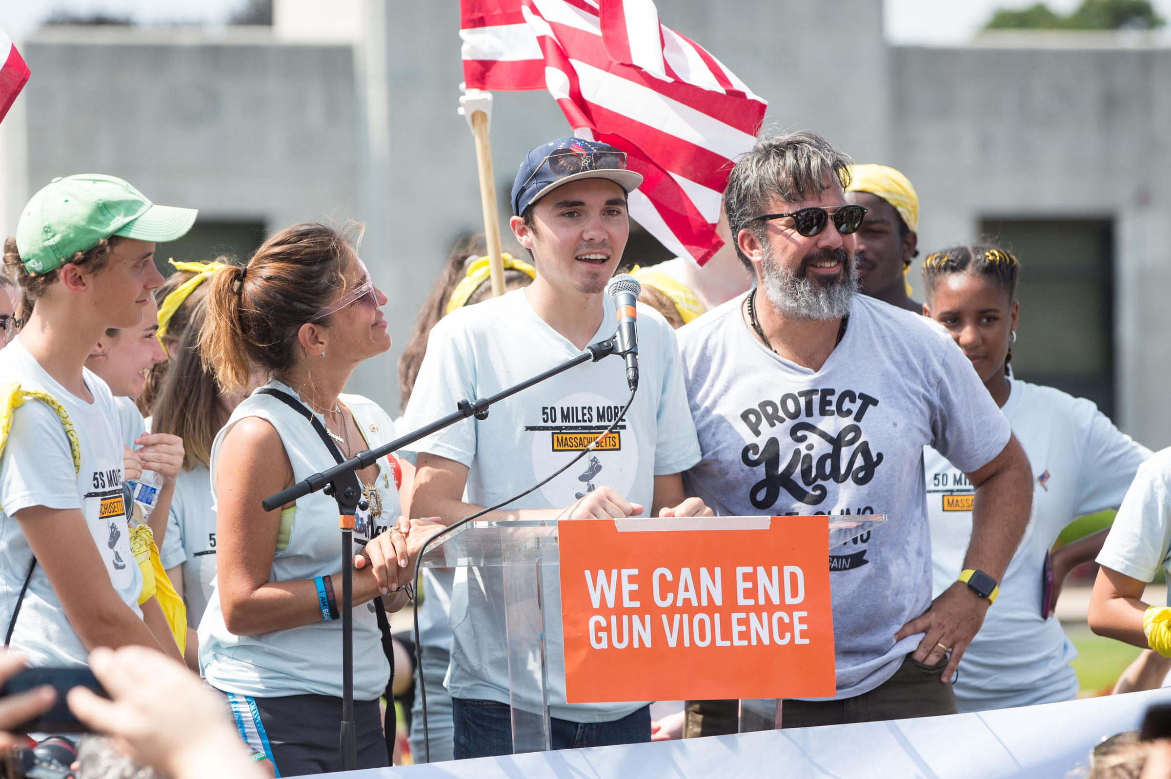 david hogg, parkland shooting victim and survior (center), joins