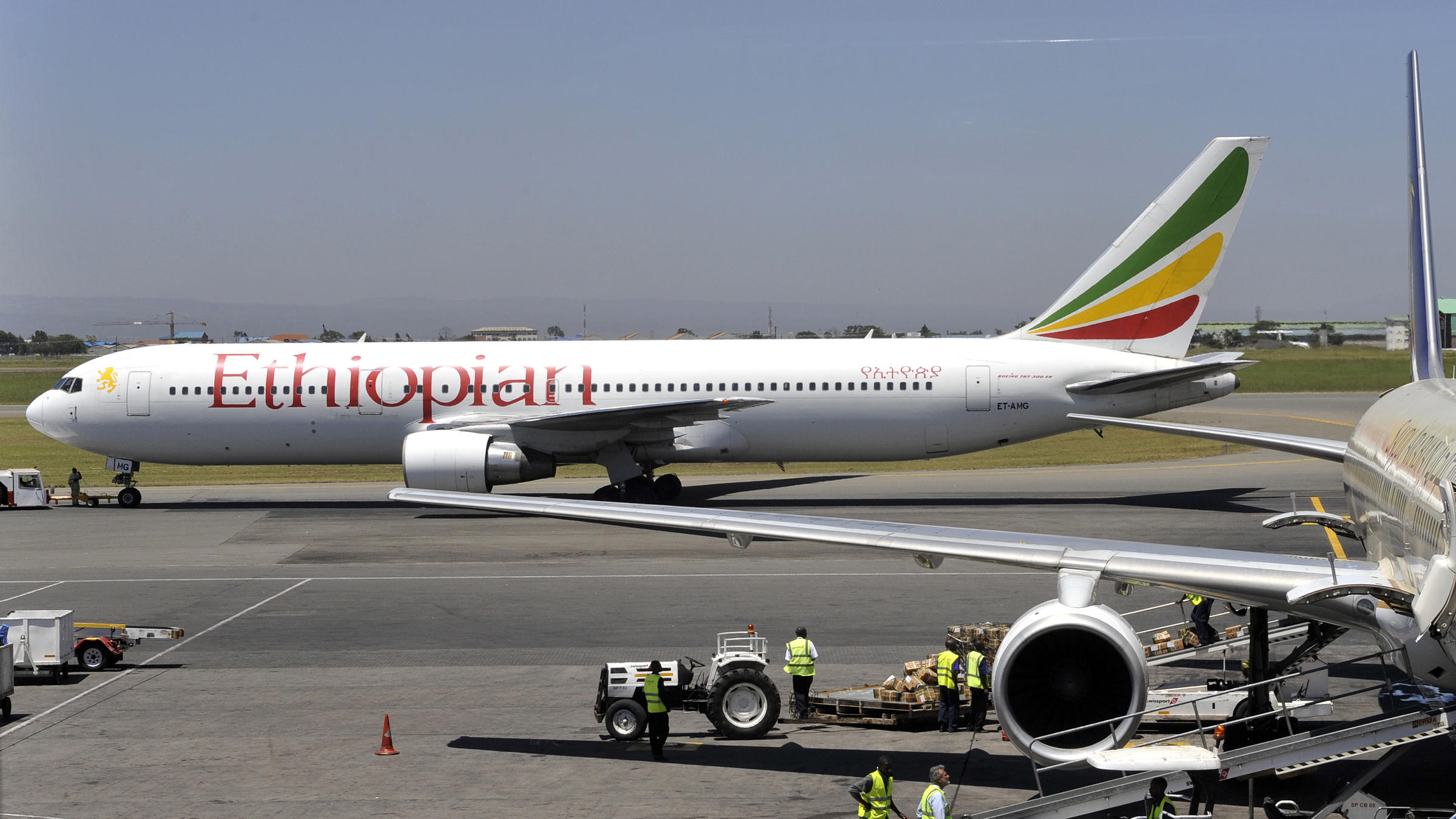 an ethiopian boeing 737 flight leaves the hangar in nairobi on