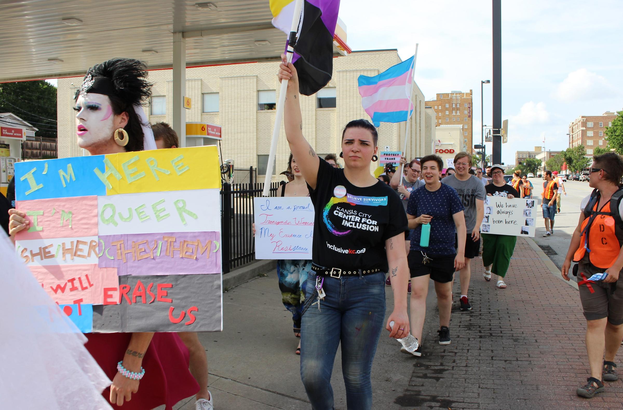 Midtown Sidewalks Flood With Color For Kansas City's First Trans Pride