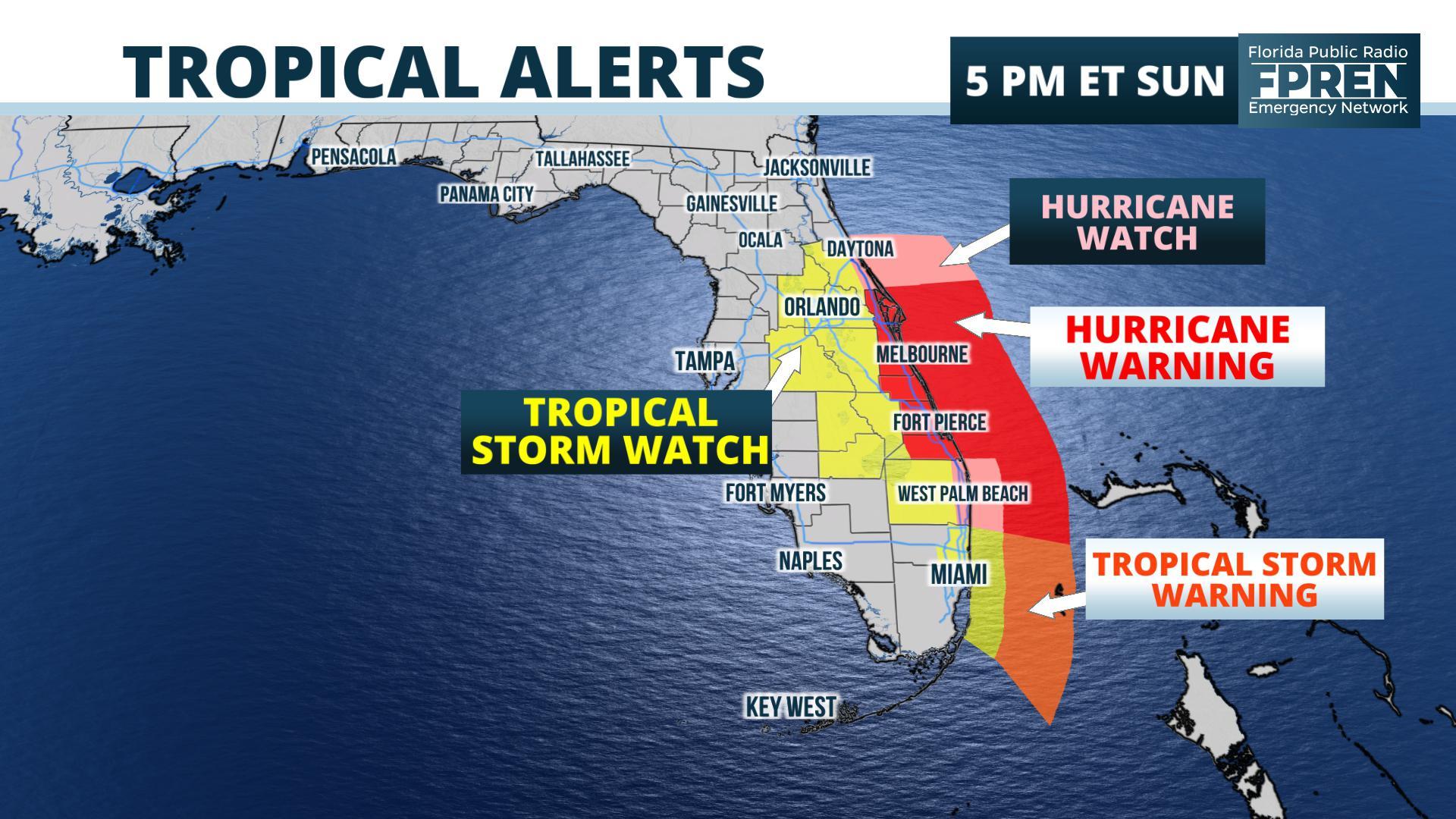 Hurricane Warnings Issued for Florida's Atlantic Coast as Dorian's Track is Nudged West | WJCT NEWS