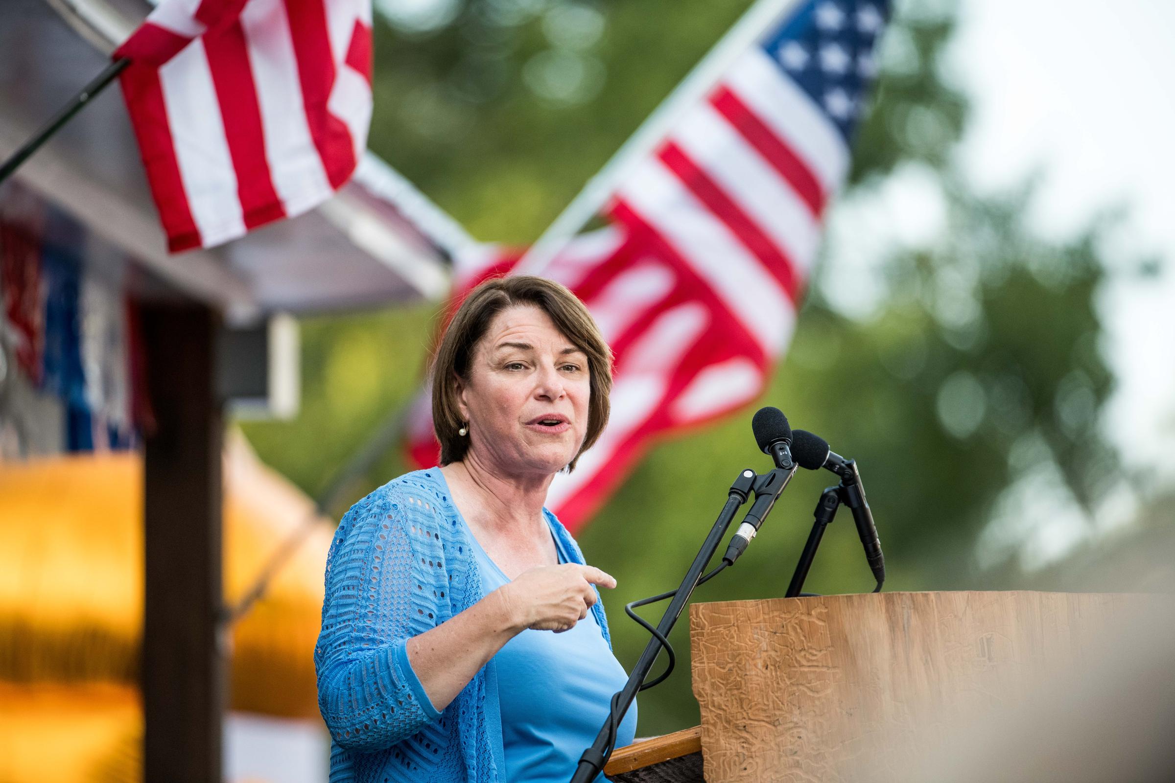 Amy Klobuchar (D-MN) addresses a crowd at The Galivants Ferry Stump on in G...