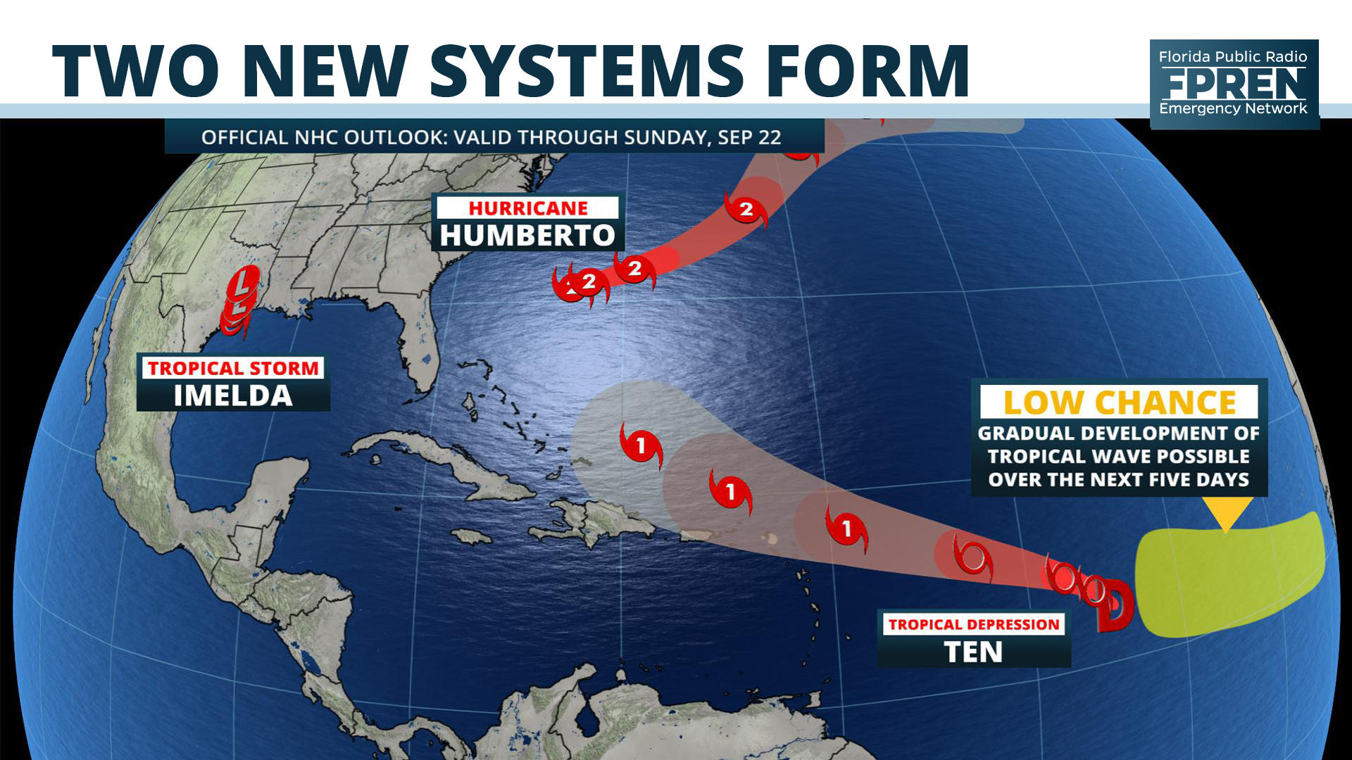 Two New Tropical Systems Formed Tuesday, as Humberto Heads for Bermuda