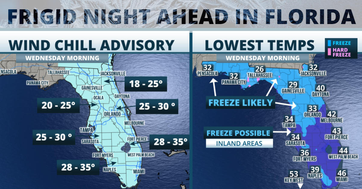 Freezing Temperatures And Dangerous Wind Chills Expected Tonight Across Florida Wusf News 