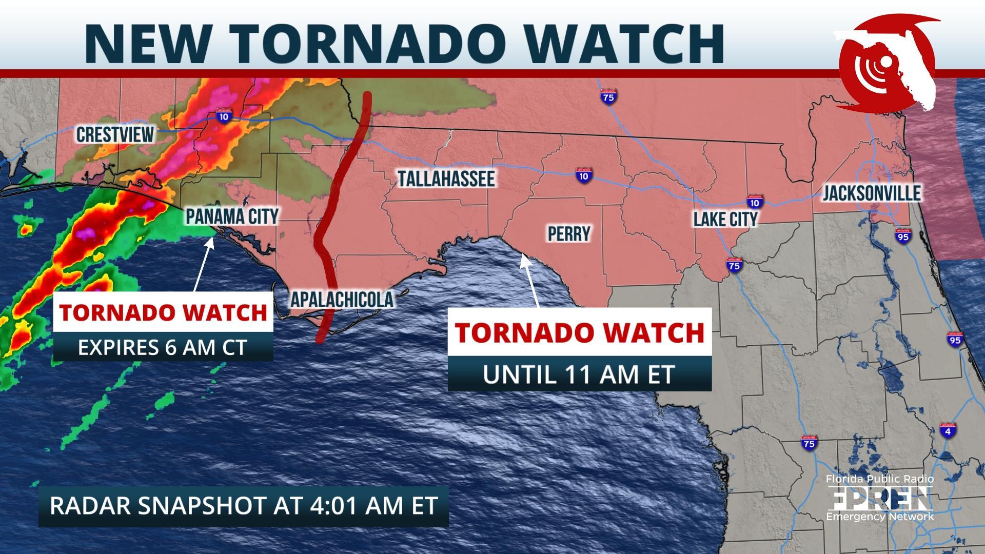 Tornado Watch Now Includes Tallahassee, Lake City and Jacksonville