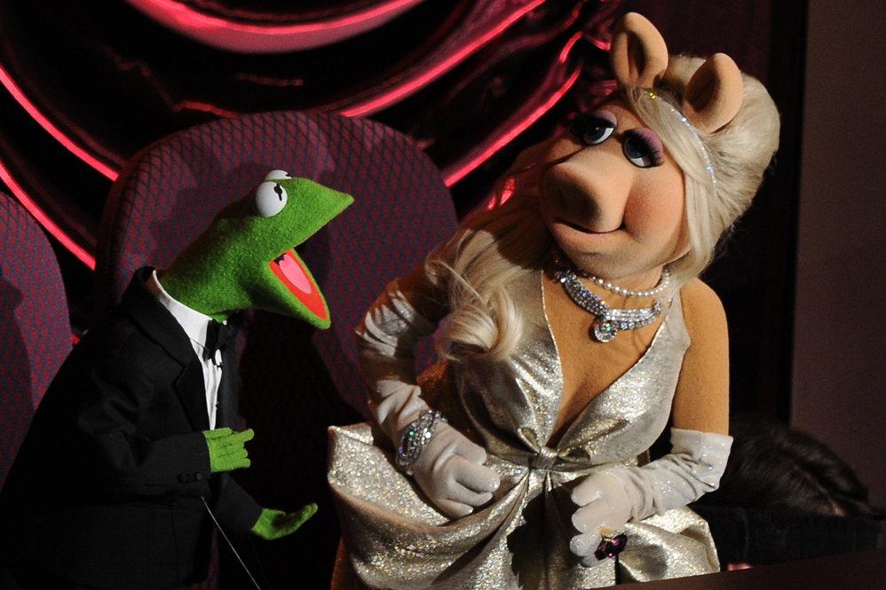 Beloved "Muppets" stars Kermit the Frog and Miss Piggy banter dur...