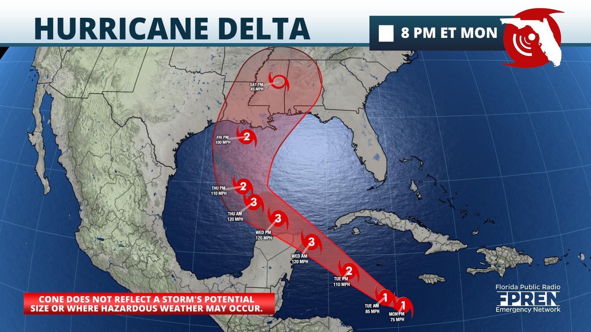 Delta Strengthens into a Hurricane in the Western Caribbean WUWF