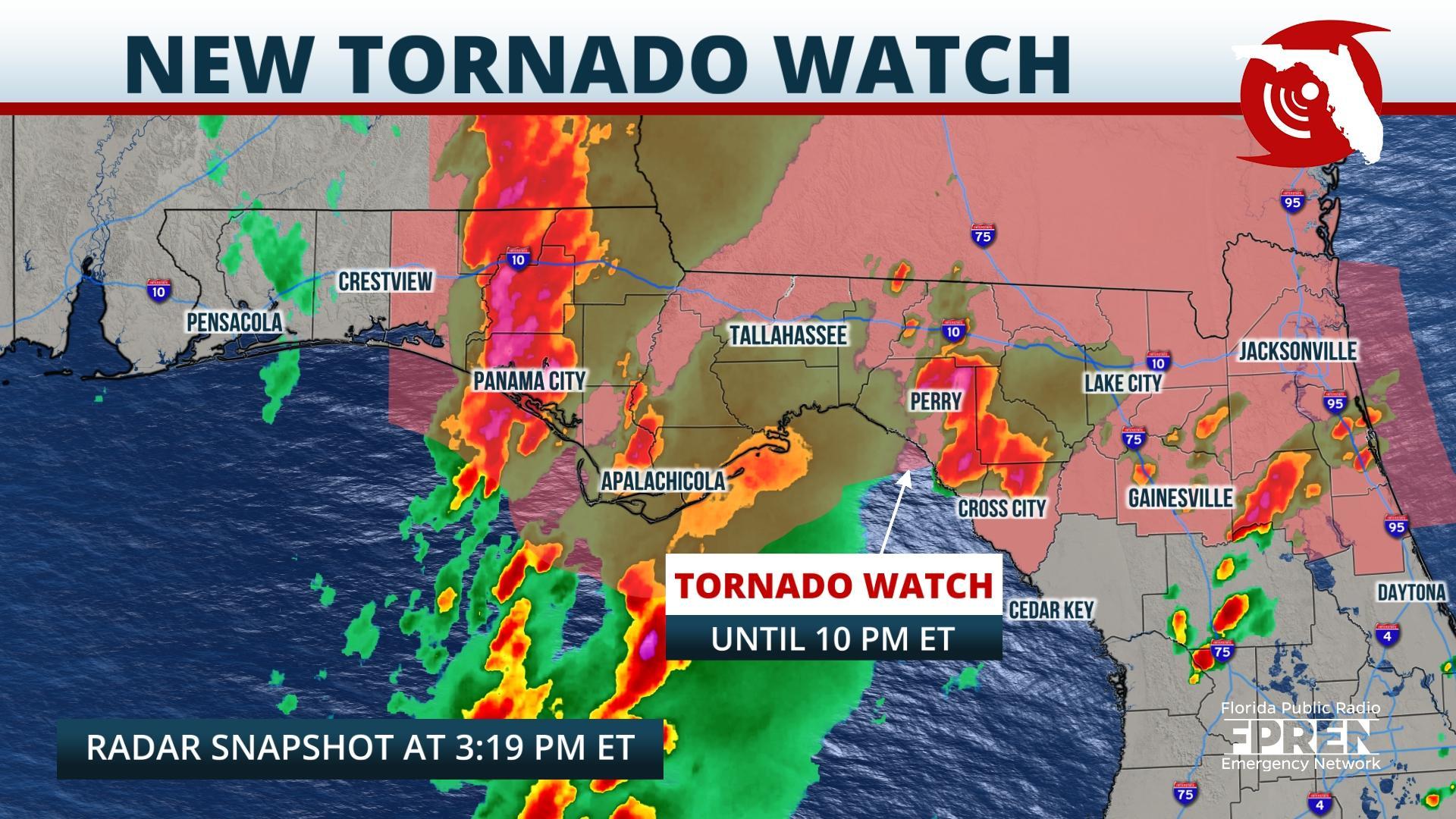 Tornado Watch Extends East into the Florida Peninsula WUWF