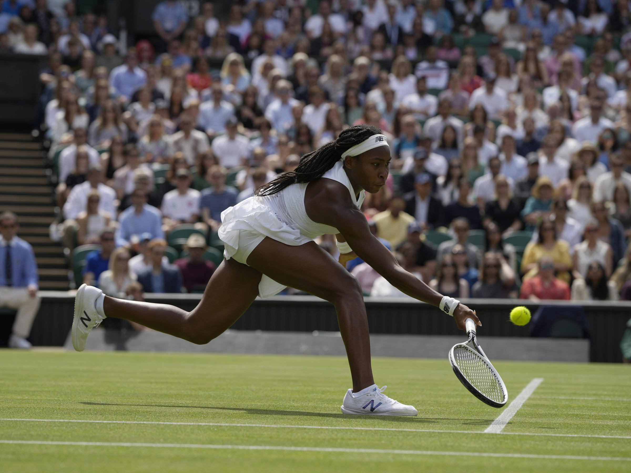 Coco Gauff, shown here at Wimbledon earlier this month, will not be compete at the Tokyo Olympics due to a positive coronavirus test.