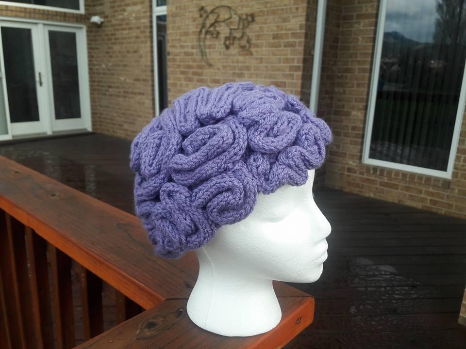 knitted brain hat