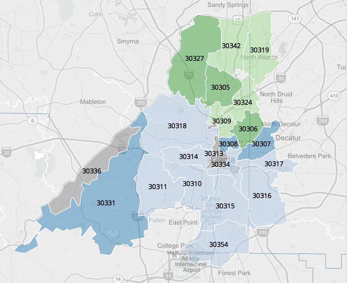 atlanta zip code map Atlanta Population S Life Expectancy Varies By Zip Code Wabe 90 1 Fm