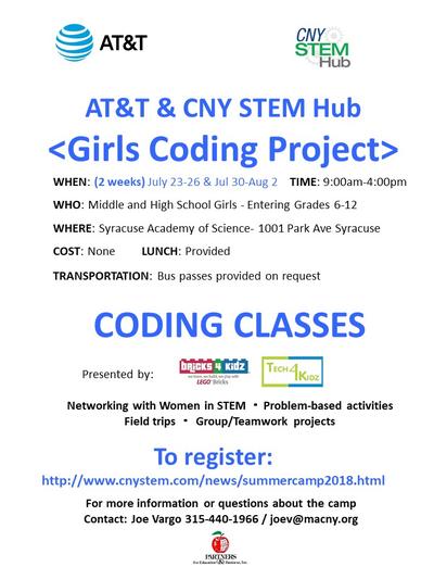 Free Coding Program Seeks Cny Middle And High School Girls Who