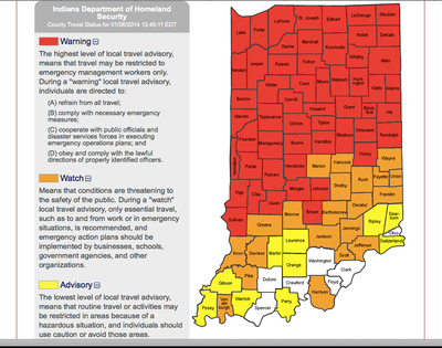 Indiana County Advisory Map INDOT: Warnings Abound, Roads Still Dangerous | Northeast Indiana 