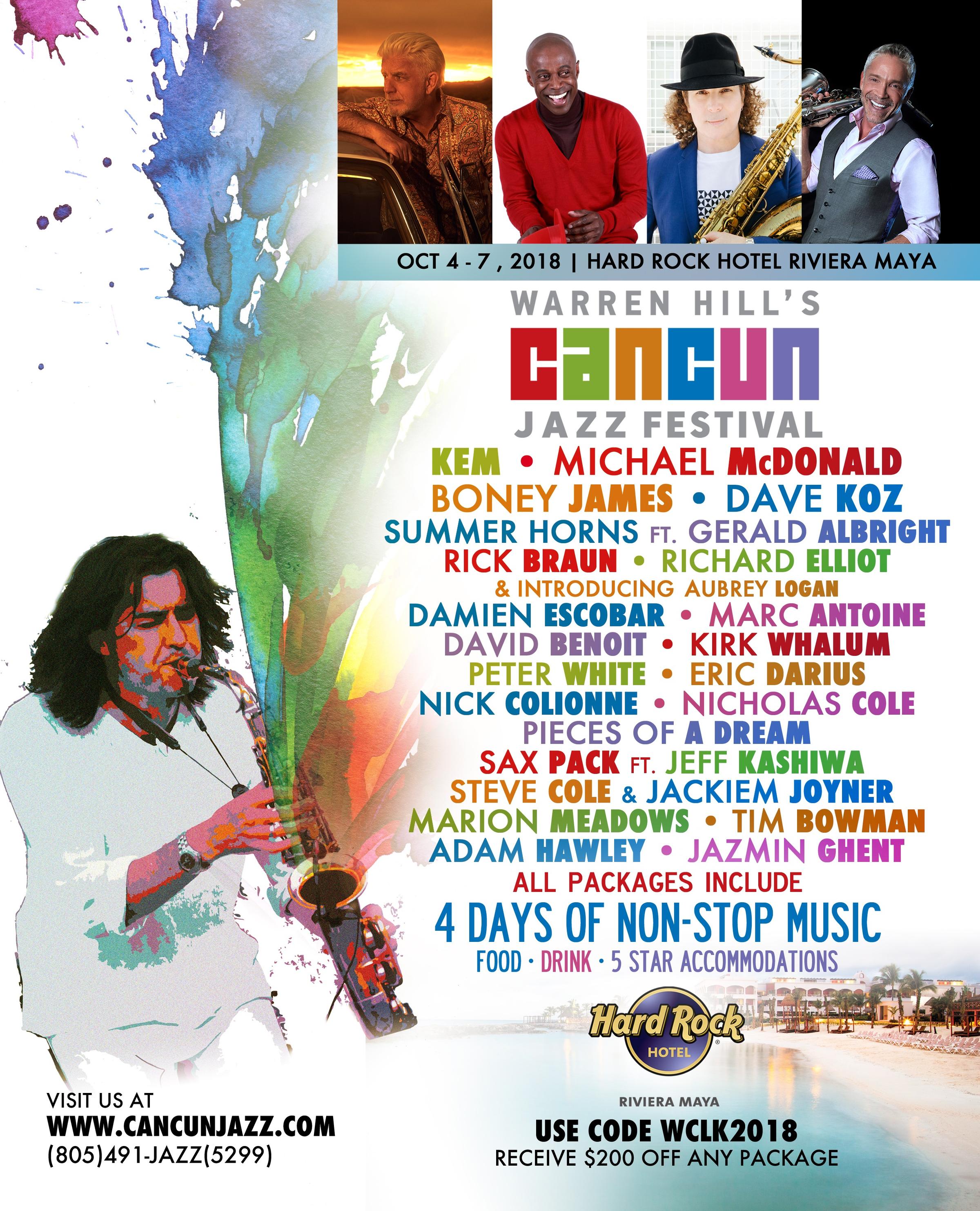 Warren Hill's Cancun Jazz Festival October 47 Features Dave Koz