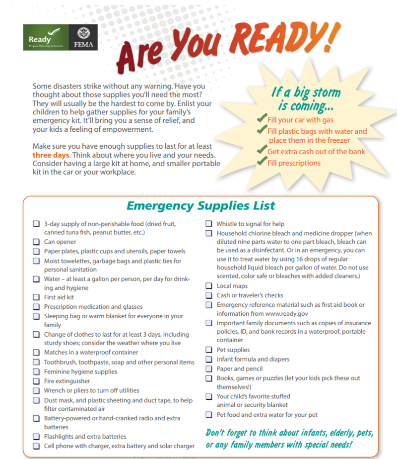 FEMA Emergency Supplies Checklist | WFAE