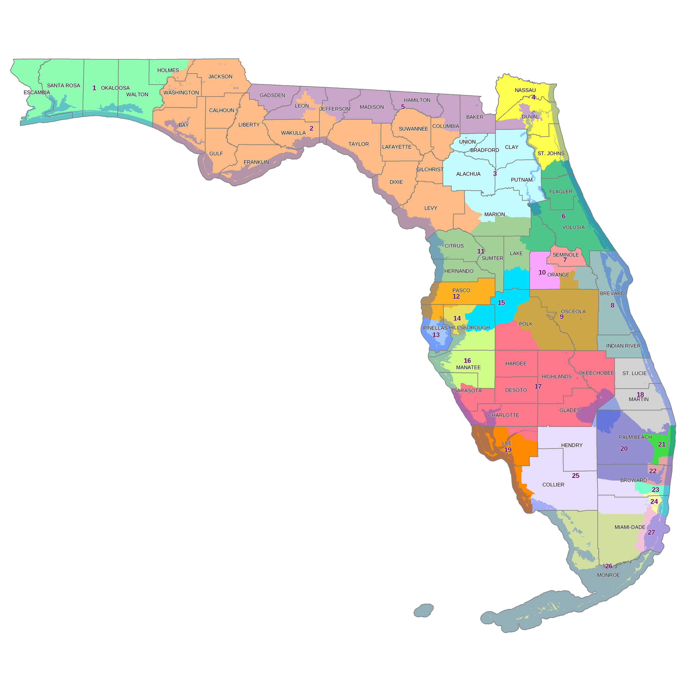 Florida Congressional Districts Map New Florida Congressional Districts Taking Fire | WJCT NEWS