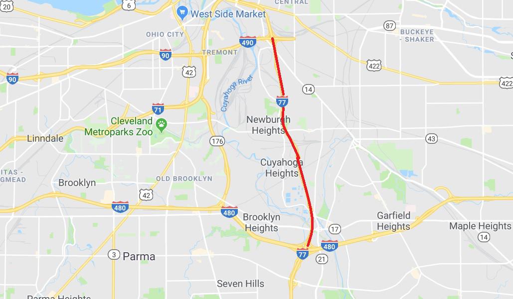 ODOT To Move Ahead With Interstate 77 Closure Near Cleveland WKSU   Map 