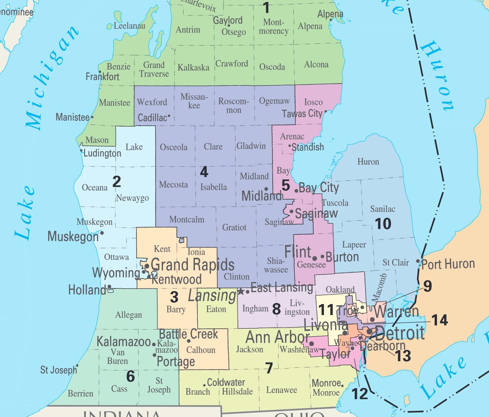 Michigan Congressional Districts Map