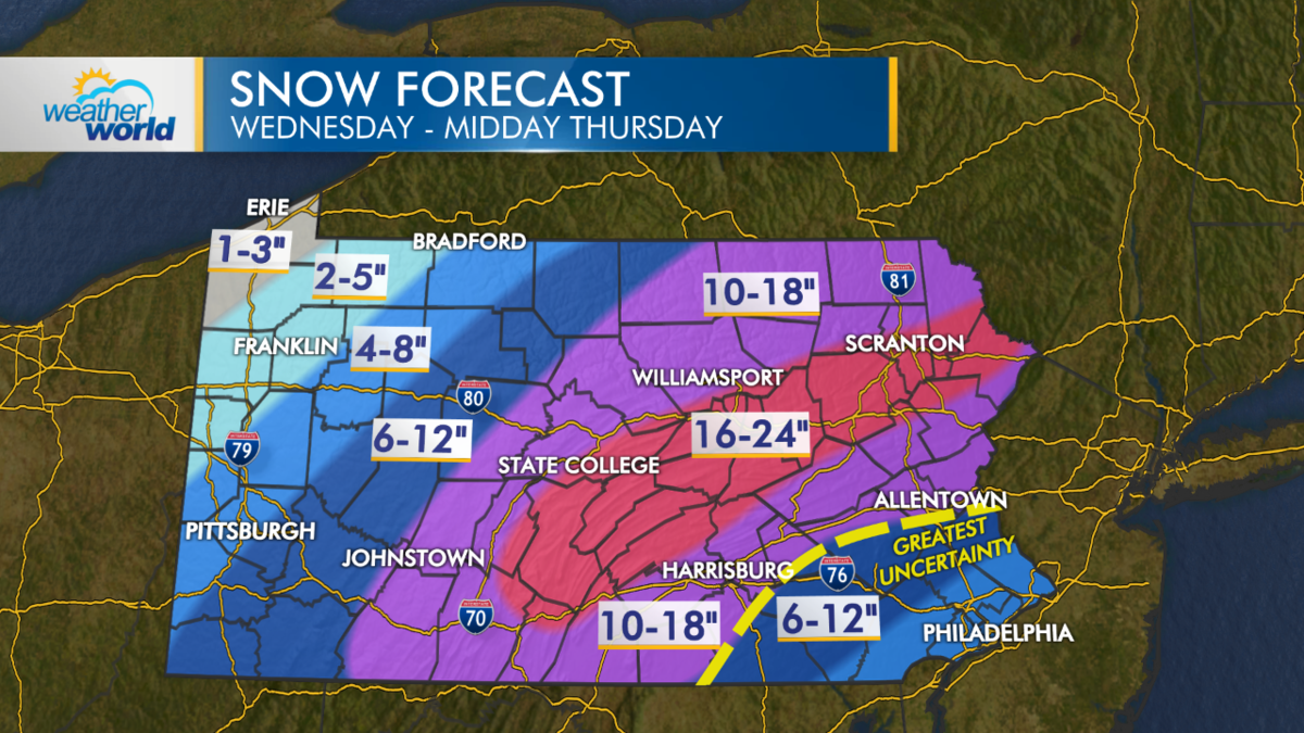 Major Winter Storm For Pennsylvania Wednesday Into Thursday WPSU