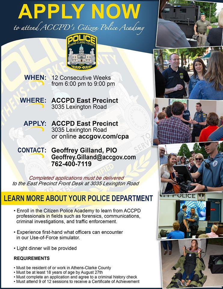 ACCPD Accepting Applications for 43rd Citizen Police Academy | WUGA ...