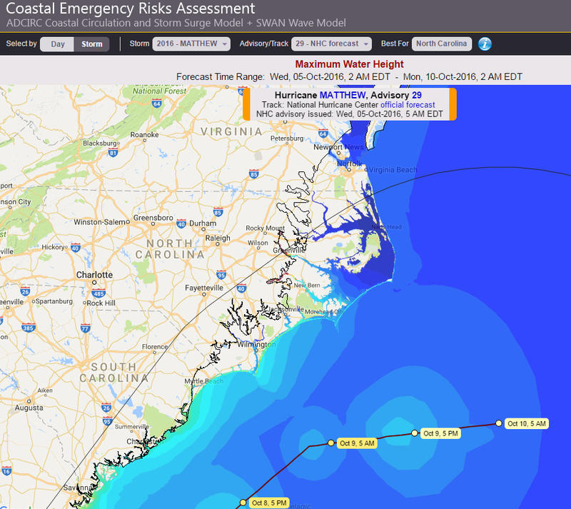 Storm Surge Potential For NC Lessens As Hurricane Matthew Shifts East ...