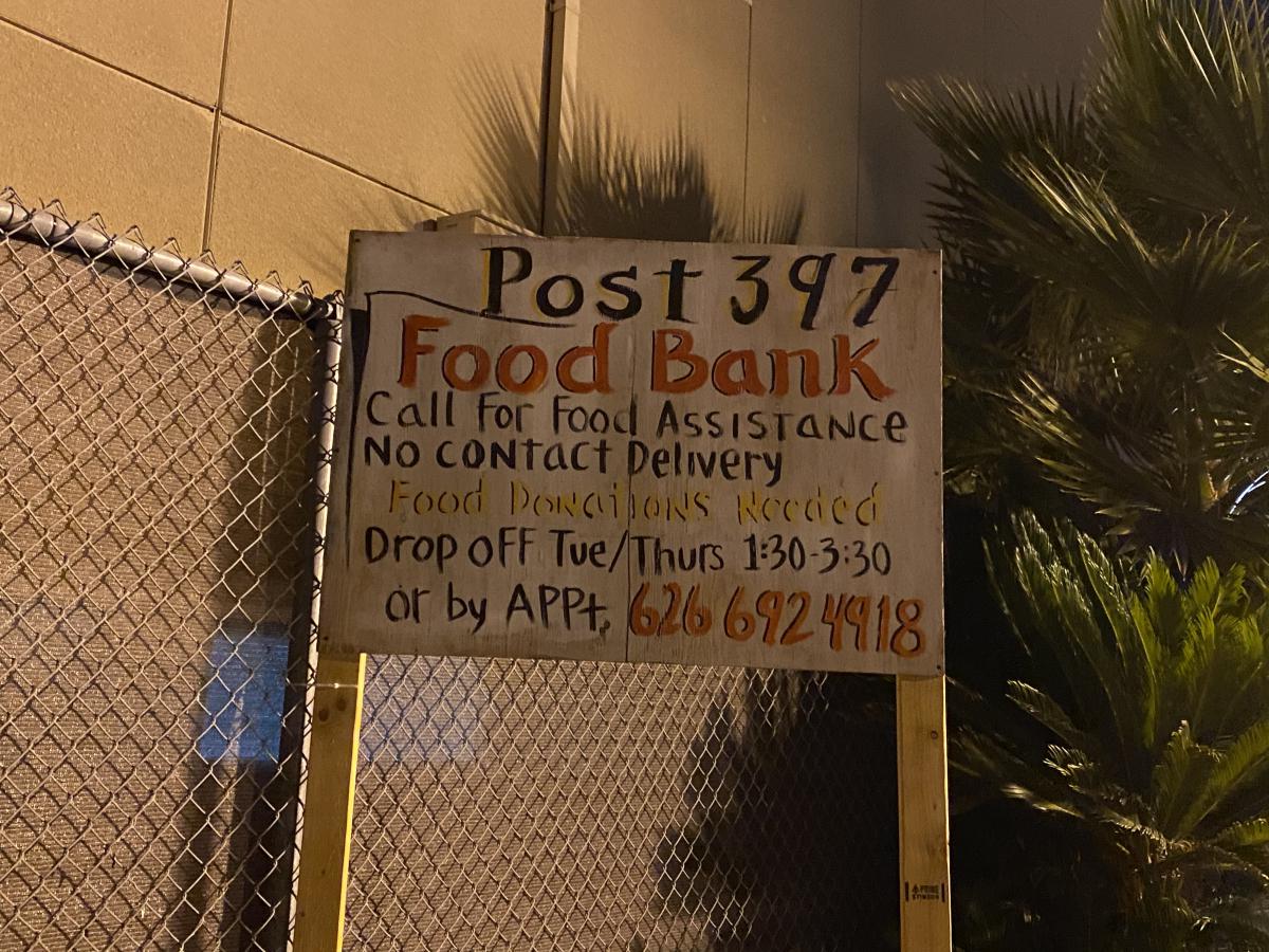 Post 397 food bank sign