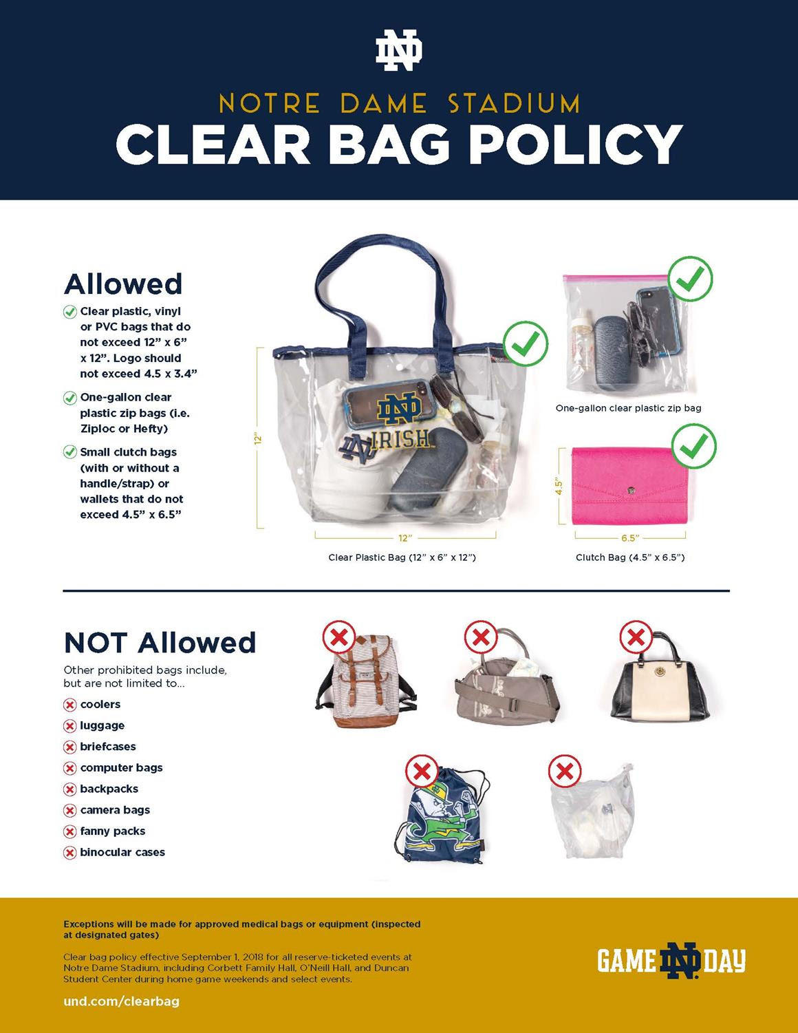 Notre Dame To Implement New Clear Bag Policy Wvpe